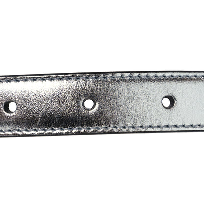 Gucci Metallic Calfskin Crystal Double G 20mm Belt 80 32 Silver 3 of 6