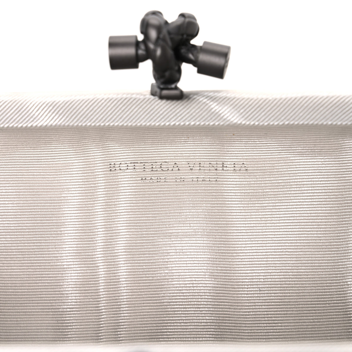 Silk Faille Intrecciato Knot Clutch Mist