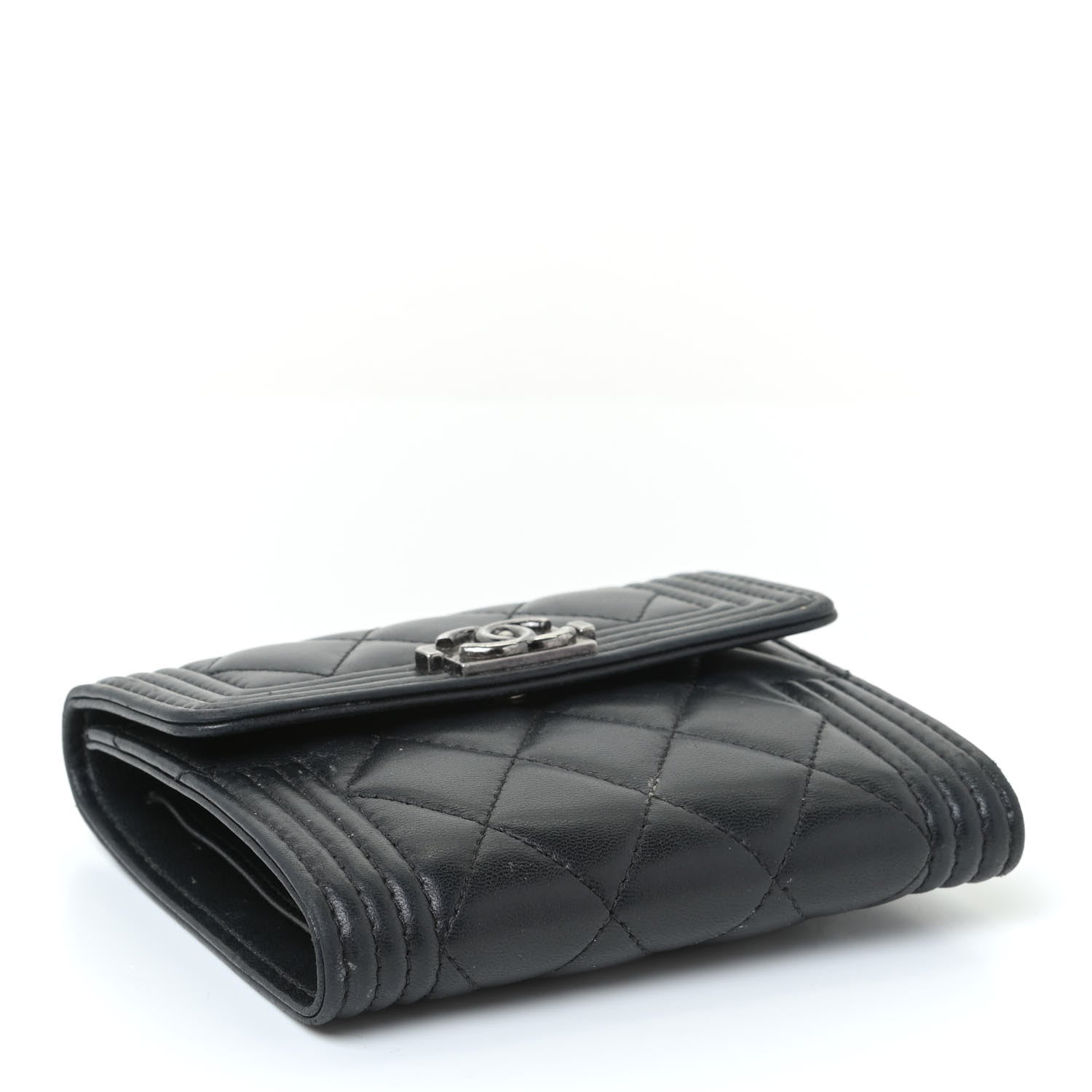Chanel Lambskin Quilted Compact Boy Wallet Black 4 of 15