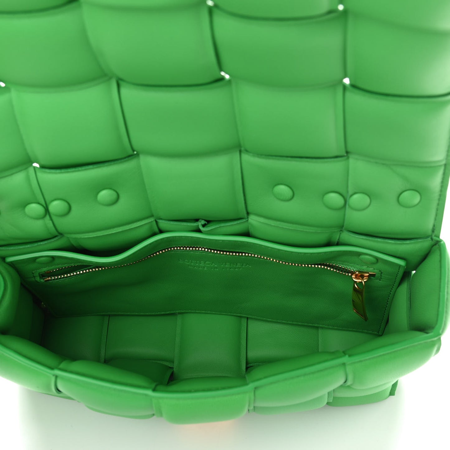 Lambskin Maxi Intreccio Padded Chain Cassette Crossbody Bag Grass