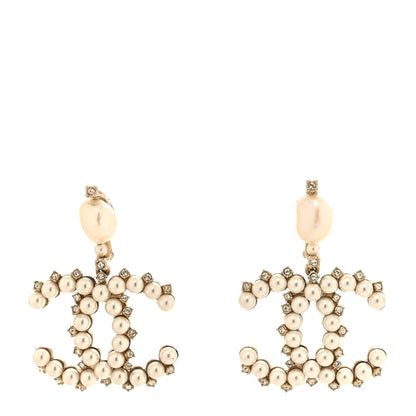 Chanel Crystal Pearl CC Earrings Gold 1 of 4