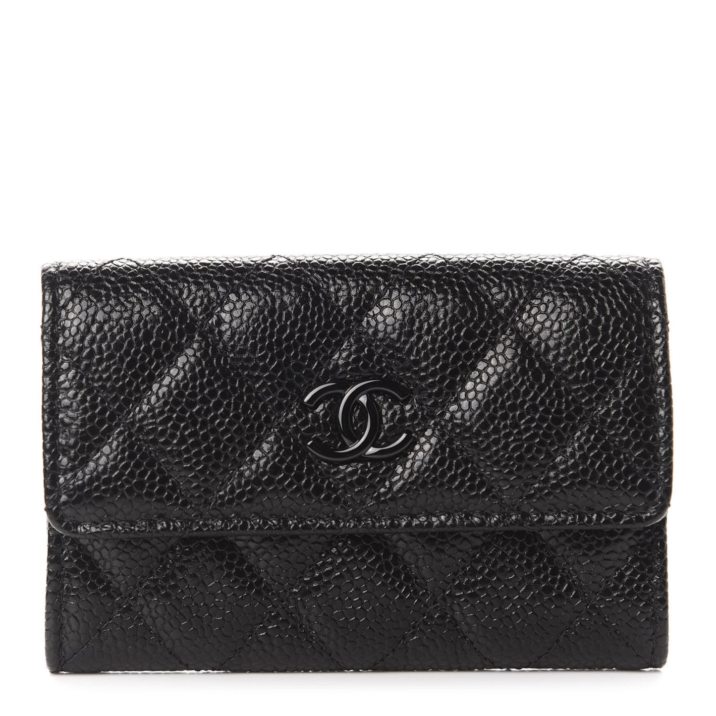Caviar Quilted Incognito Flap Card Holder Black