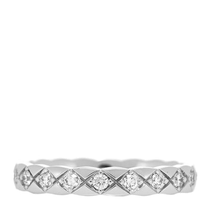 Chanel 18K White Gold Diamond Mini Coco Crush Ring 54 6.75 1 of 5