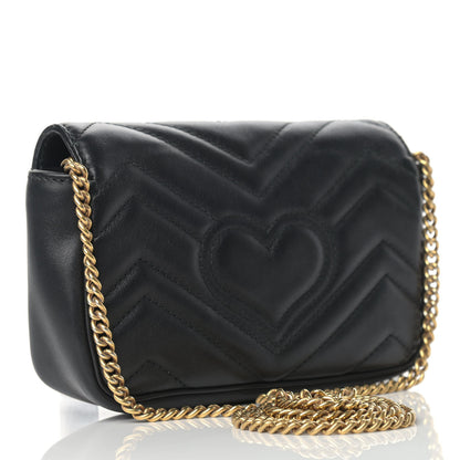 Gucci Calfskin Matelasse Super Mini GG Marmont Shoulder Bag Black 3 of 11