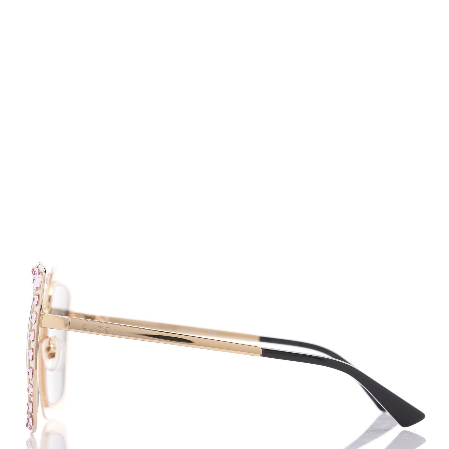 Gucci Metal Acetate Crystal Oversize GG0115S Sunglasses Gold 3 of 9