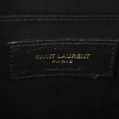 Saint Laurent Grain De Poudre Matelasse Chevron Quilted Round Vinyle Camera Bag Black 6 of 13