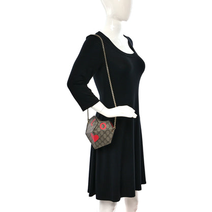 Gucci GG Supreme Monogram Love Heart Valentines Day Mini Padlock Heart Bag Beige Ebony New Geranium 2 of 10