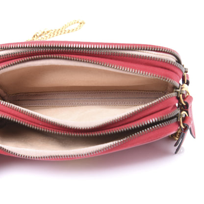 Gucci Calfskin Matelasse Mini GG Marmont Chain Crossbody Bag Hibiscus Red 4 of 10