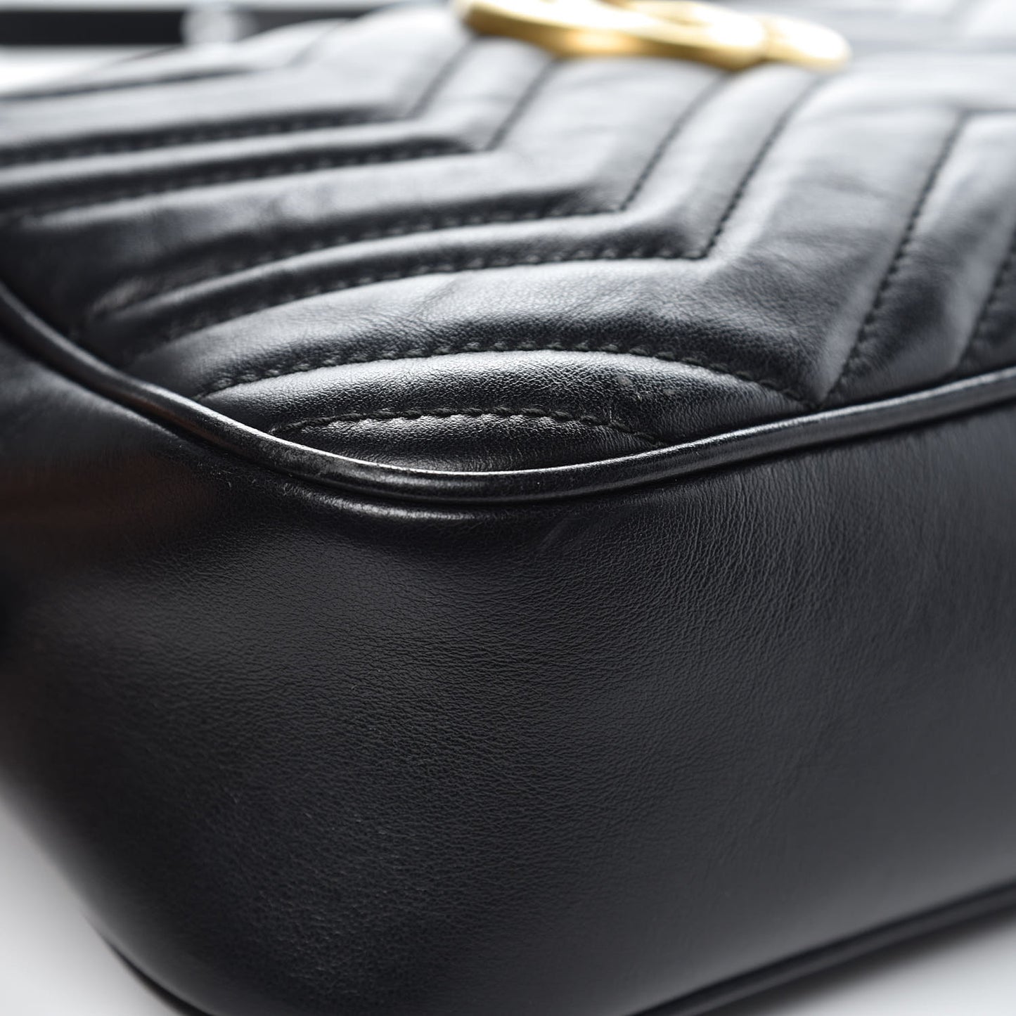Calfskin Matelasse Small GG Marmont Chain Shoulder Bag Black