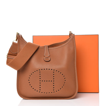 Hermes Taurillon Clemence Evelyne III PM Gold 10 of 10