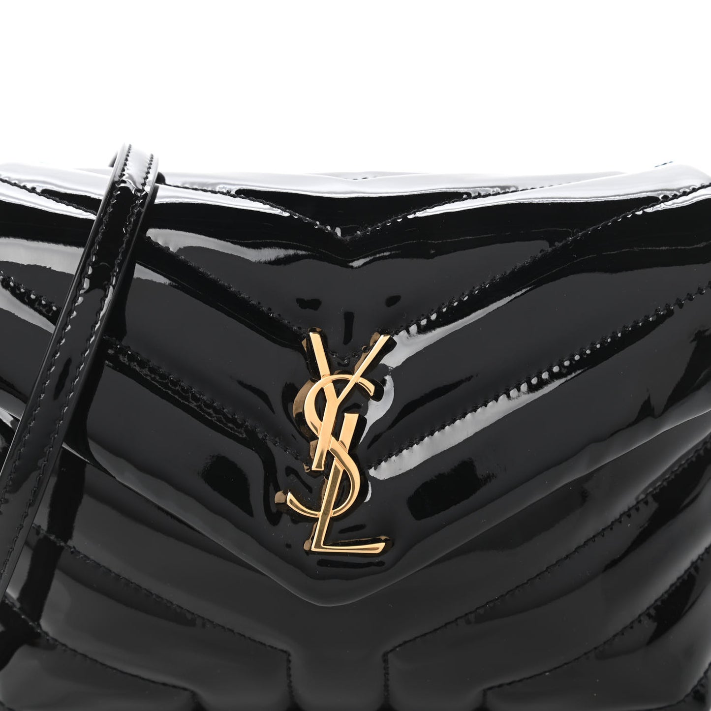 Patent Y Quilted Monogram Toy Loulou Crossbody Bag Black