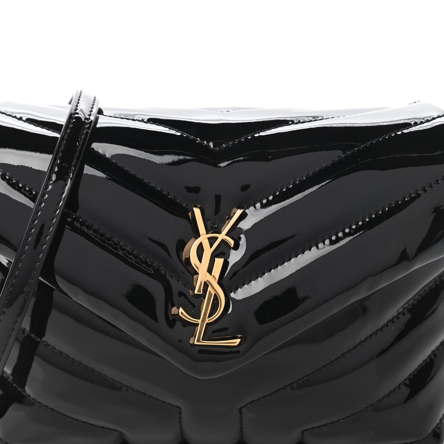 Saint Laurent Patent Y Quilted Monogram Toy Loulou Crossbody Bag Black 10 of 11