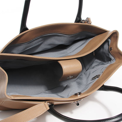 Chanel Calfskin Cerf Executive Shopper Tote Beige Black 4 of 8