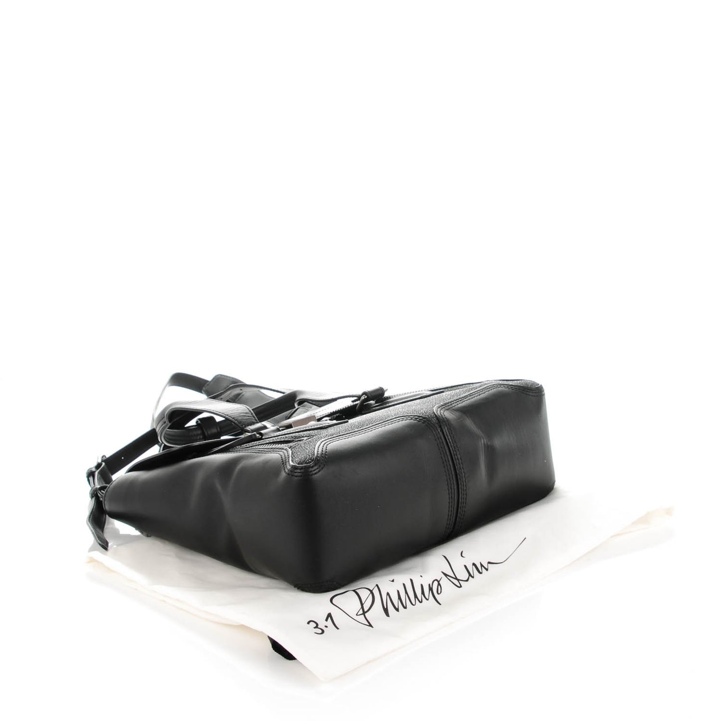 3.1 Smooth Calfskin Glitter Medium Pashli Satchel Black
