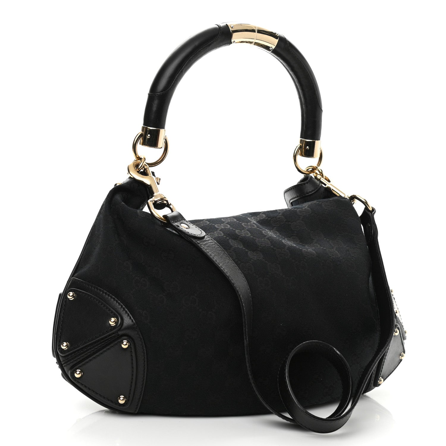 Gucci Calfskin Medium Indy Top Handle Hobo Black 3 of 10