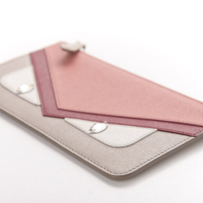 Fendi Vitello Elite Crystal Eye Monster Zip Pouch Grigio Polvere Ribes Multicolor 7 of 10