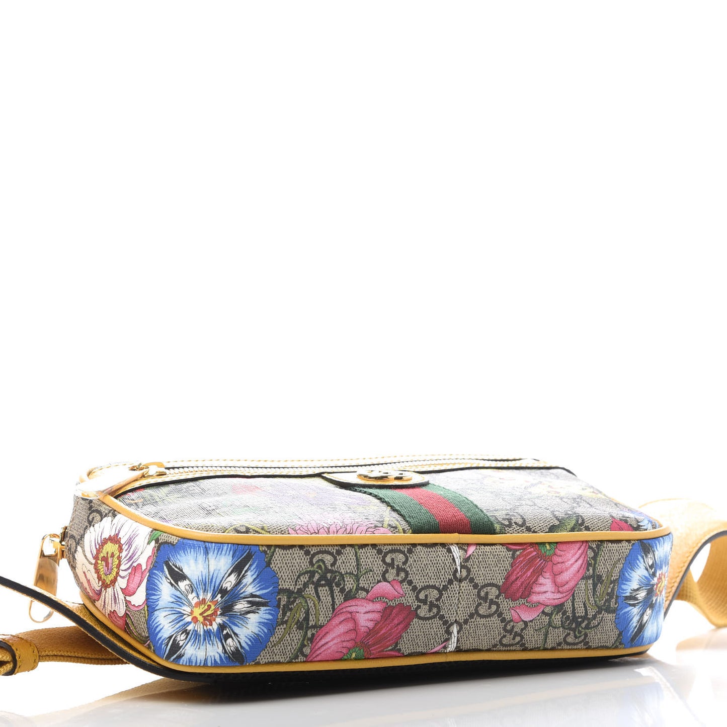 GG Supreme Monogram Flora Medium Ophidia Belt Bag Beige Multicolor Crop