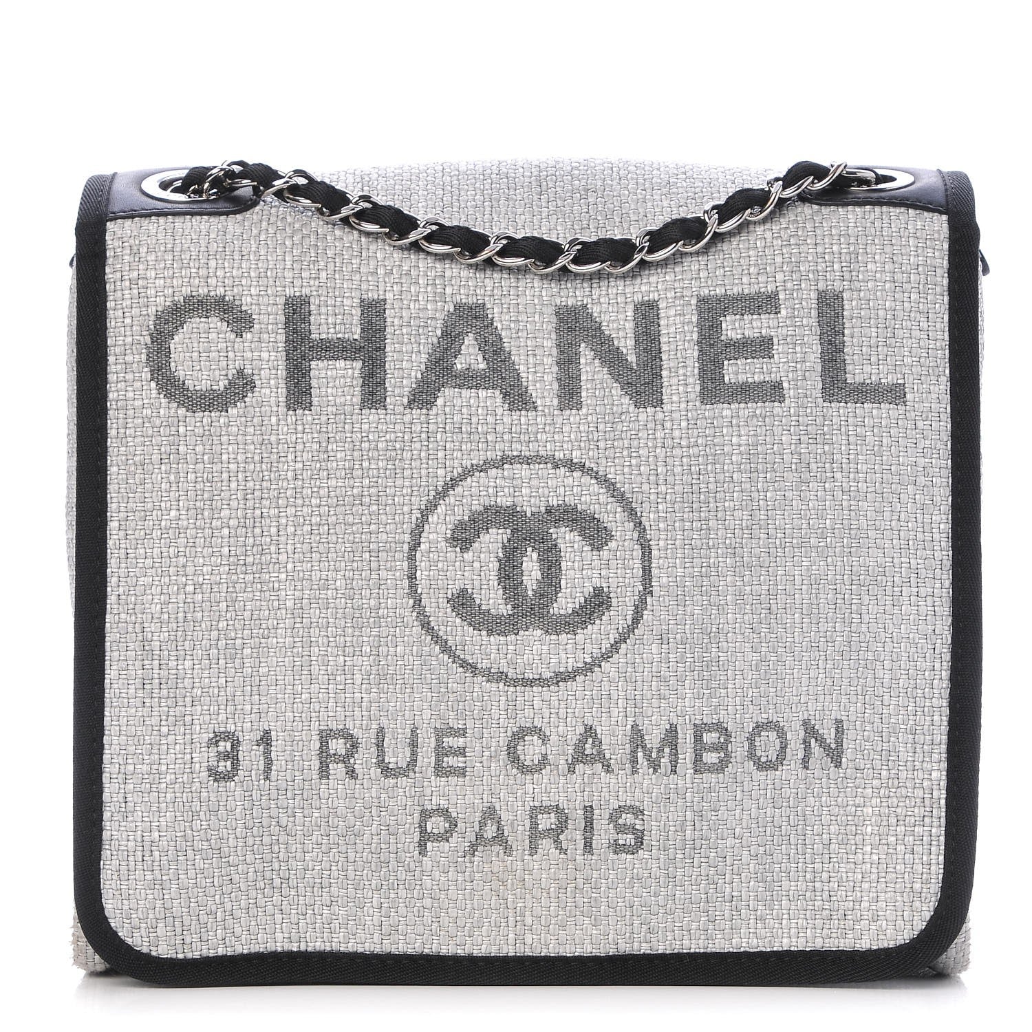Chanel Woven Straw Raffia Small Deauville Messenger Grey 1 of 7