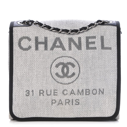 Chanel Woven Straw Raffia Small Deauville Messenger Grey 1 of 7