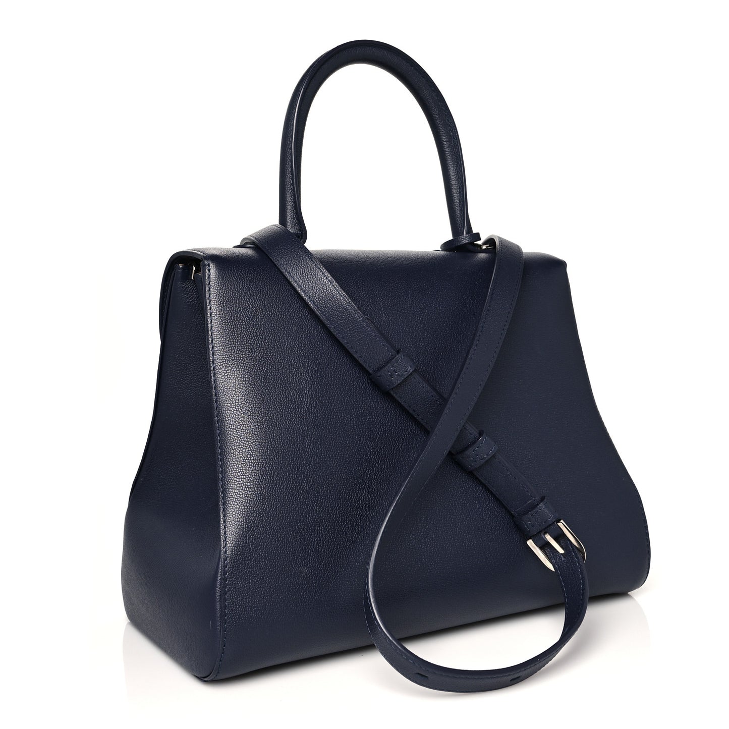 Grained Calfskin MM Brillant Satchel Navy
