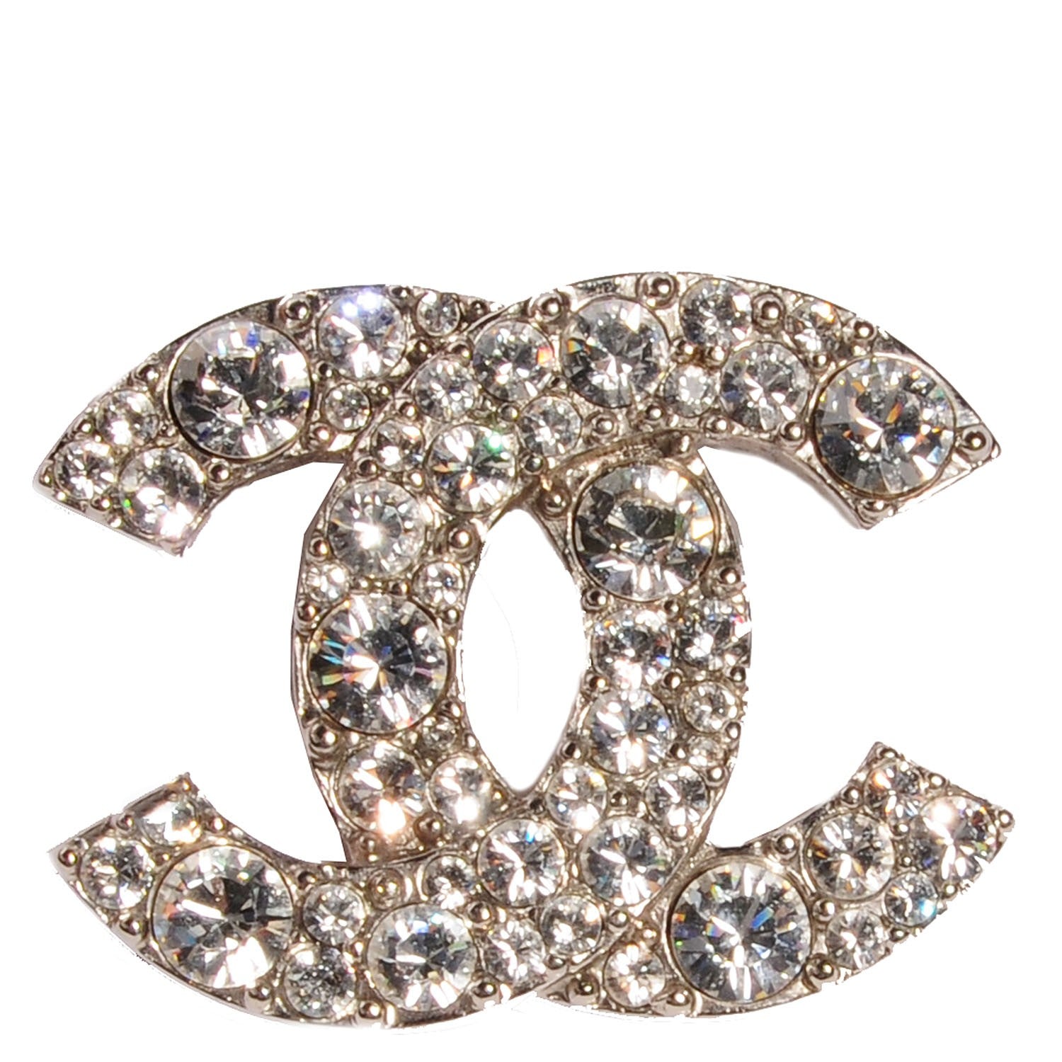 Chanel Crystal CC Brooch Silver 1 of 5
