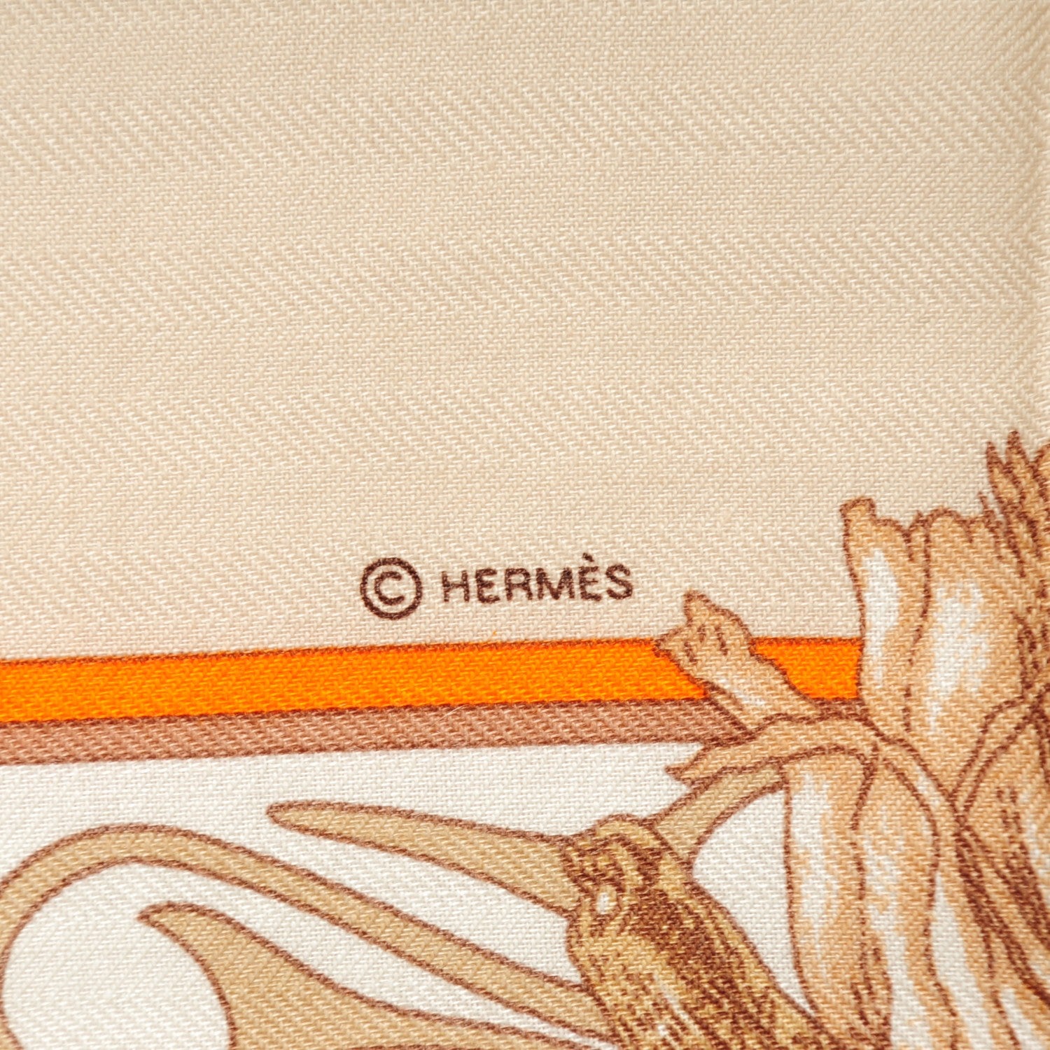 Hermes Cashmere Silk Kachinas Shawl 140 Orange Blanc Beige 6 of 6