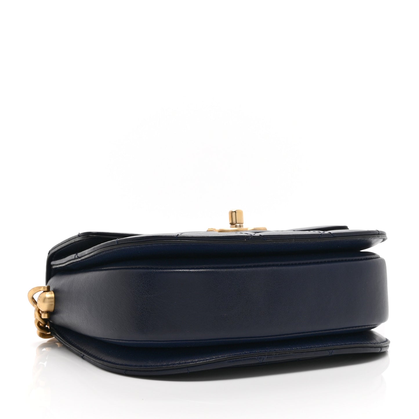 Calfskin Quilted Moon Messenger Navy