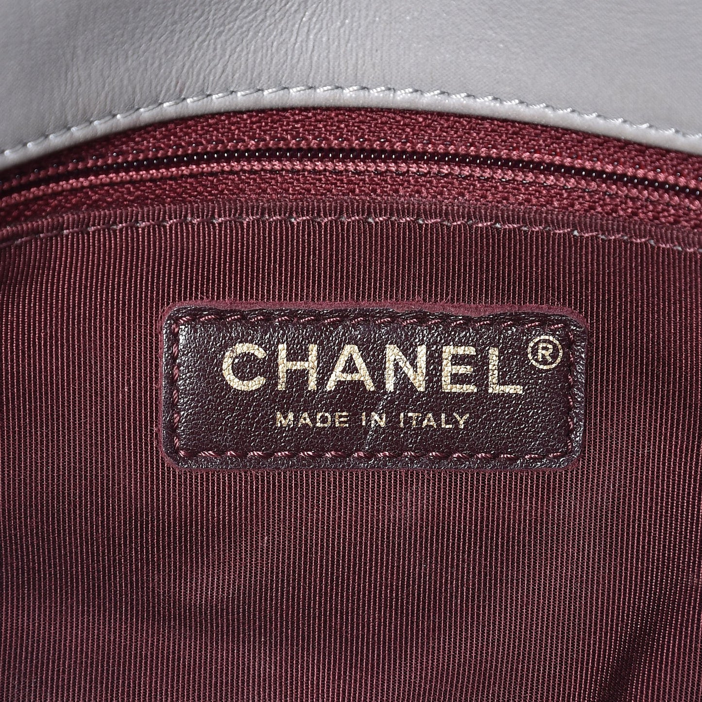 Iridescent Calfskin Medium Happy Stitch Flap Grey