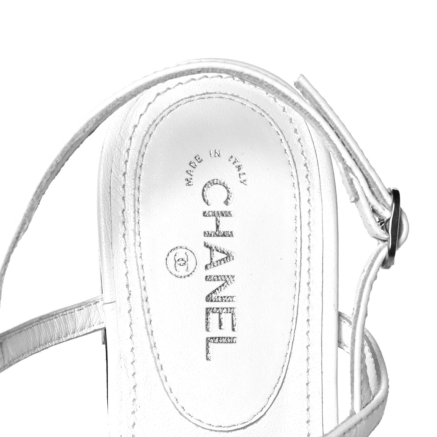 Lambskin Rope CC Thong Sandals 35 White