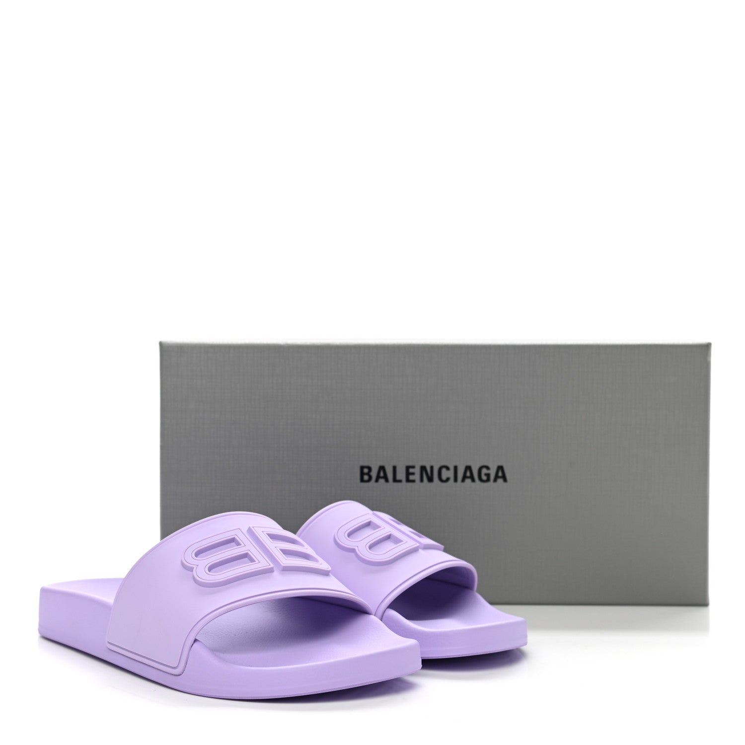 Balenciaga Rubber BB Womens Pool Slide Sandals 38 Lilac 8 of 8