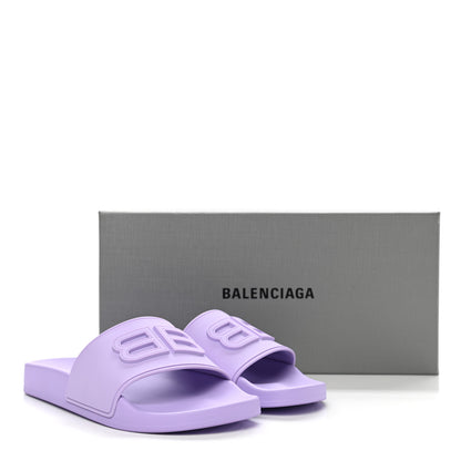 Balenciaga Rubber BB Womens Pool Slide Sandals 38 Lilac 8 of 8