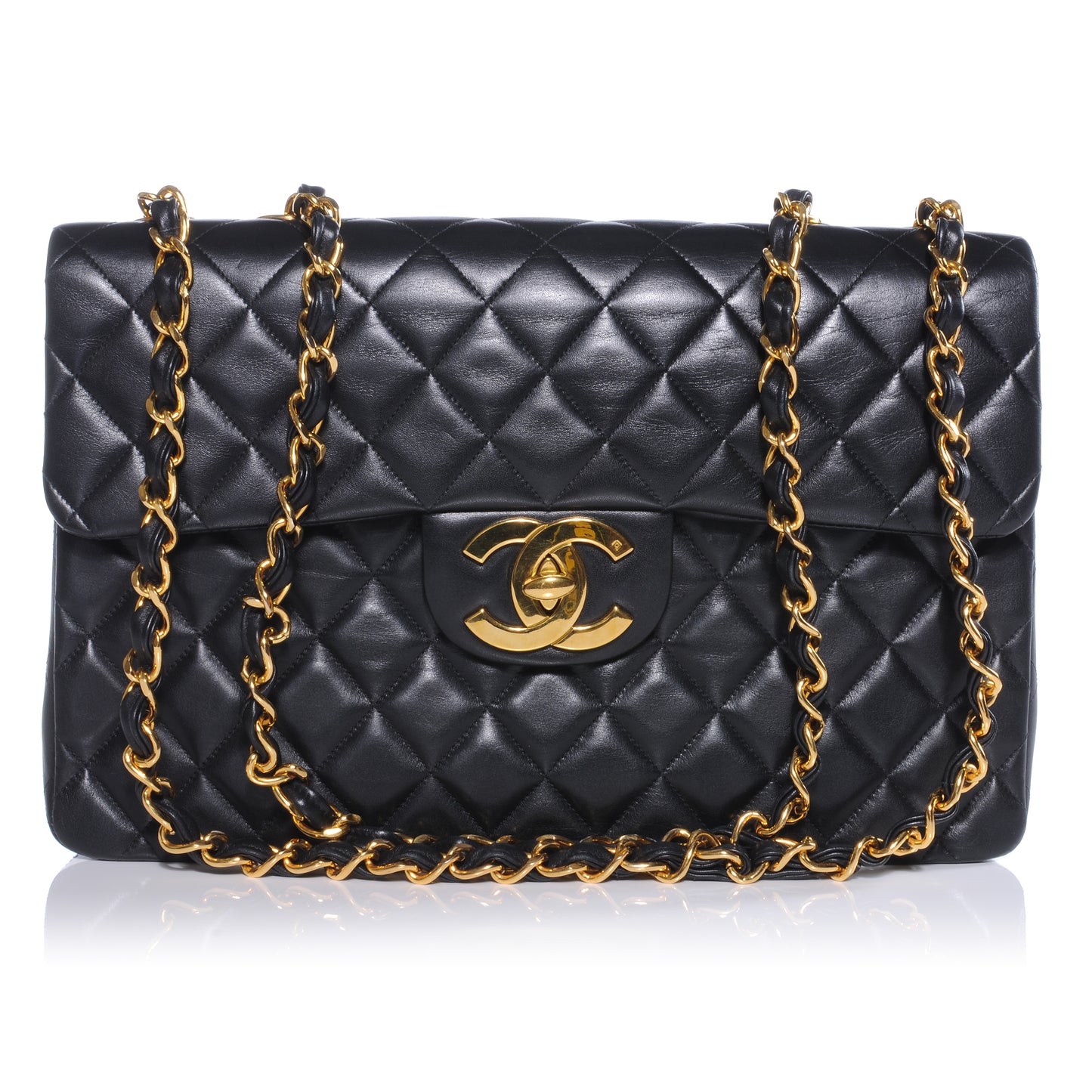 Lambskin XL Jumbo Flap Black