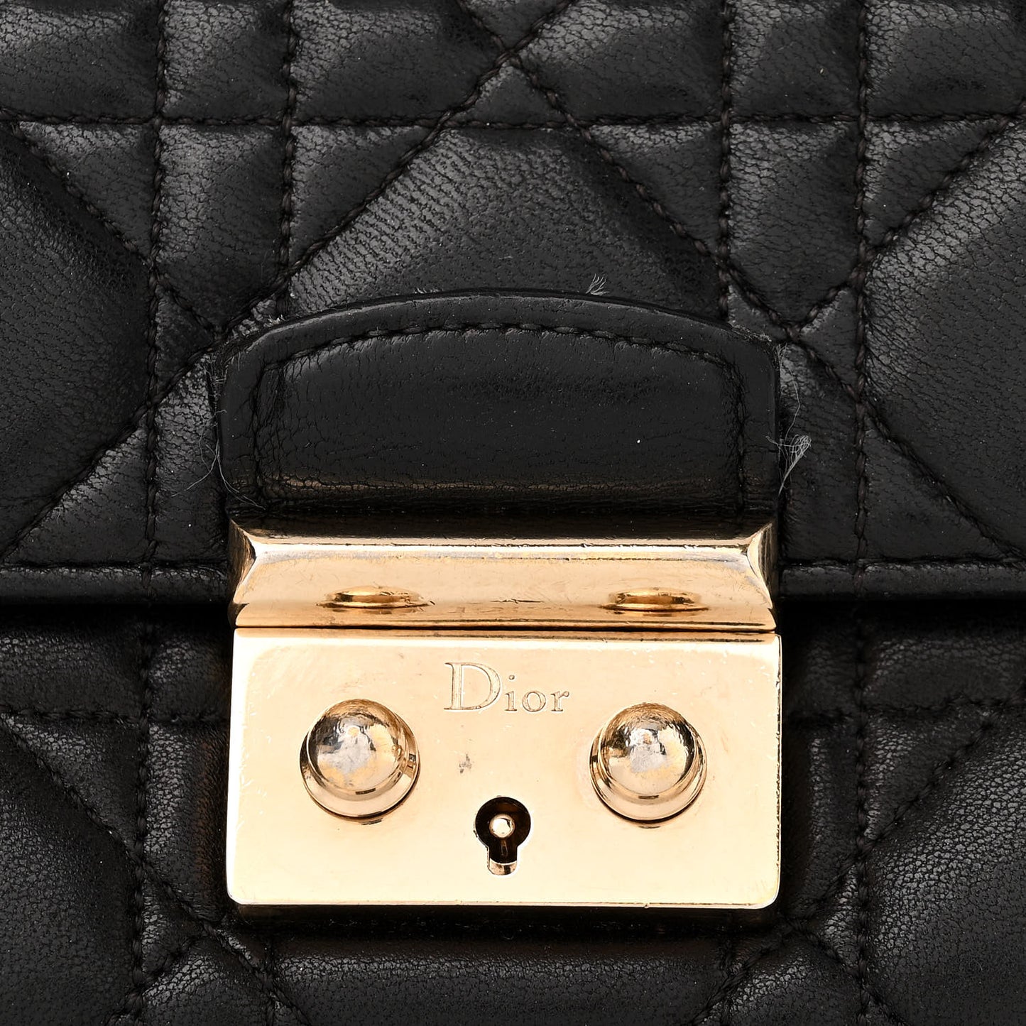 Lambskin Cannage Miss Dior Promenade Pouch Black
