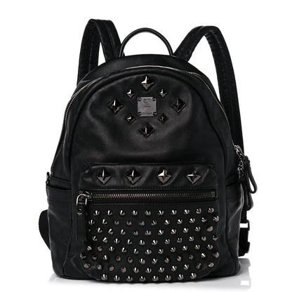 MCM Calfskin Medium Studded Backpack Black 1 of 15