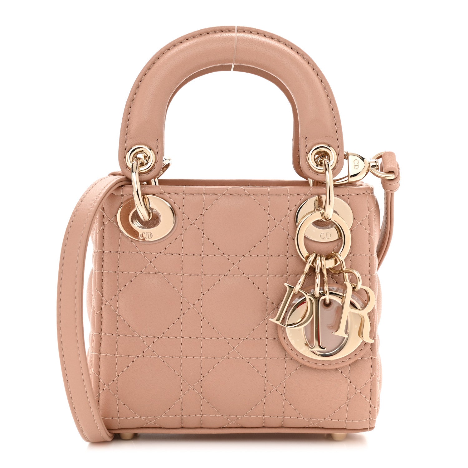 Christian Dior Lambskin Cannage Micro Lady Dior Rose Des Vents 1 of 10
