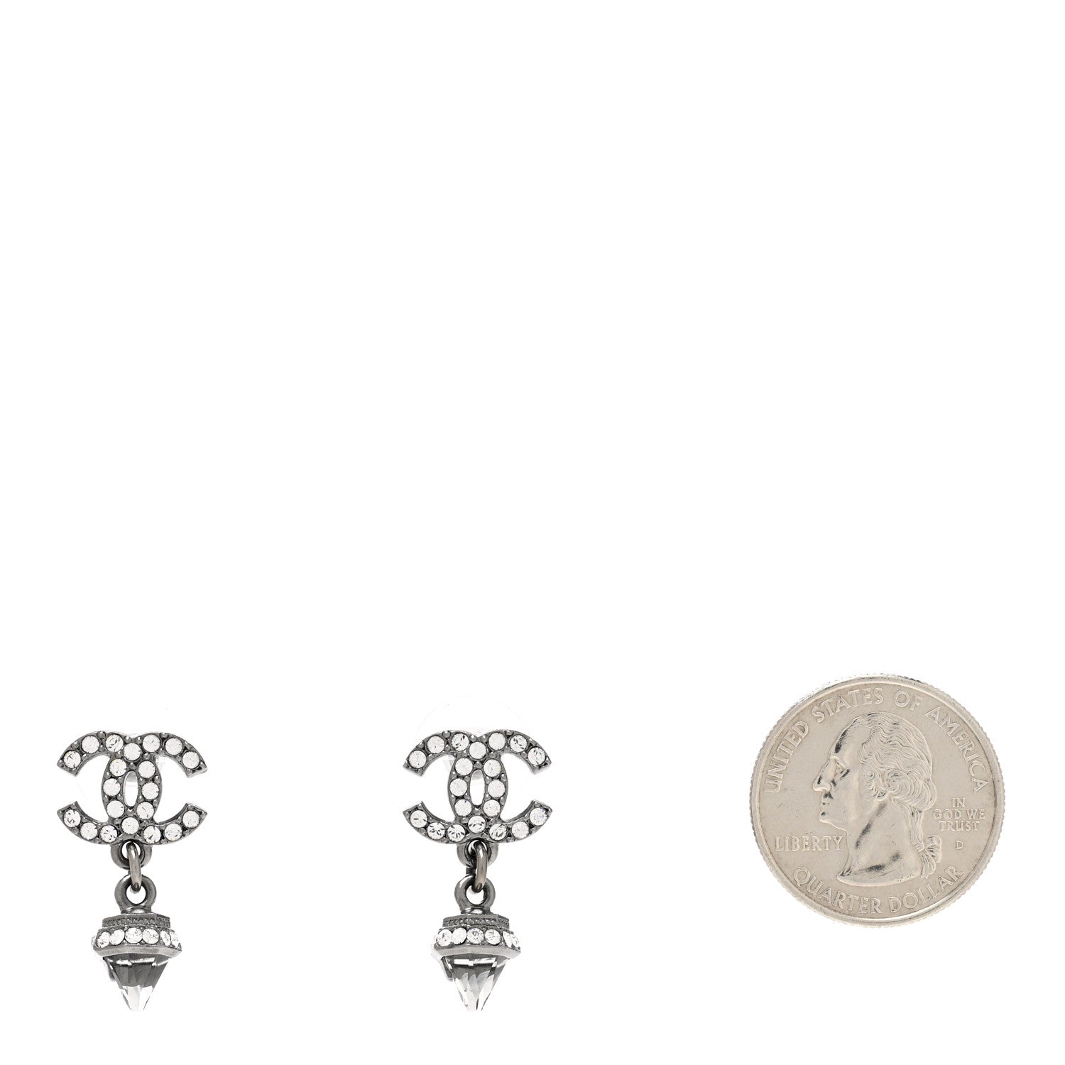 Chanel Ruthenium CC Crystal Drop Earrings 2 of 5