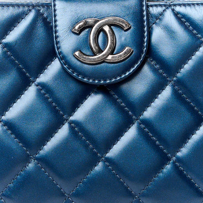 Chanel Glazed Calfskin Quilted Coco Pleats Clutch Navy 9 of 12