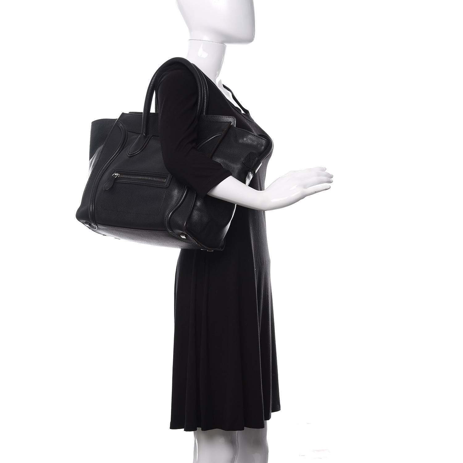 Celine Drummed Calfskin Micro Luggage Black 2 of 12