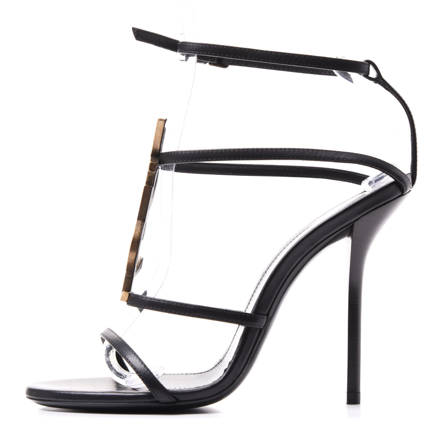 Saint Laurent Calfskin Cassandra 110 Sandals 37 Black 1 of 9