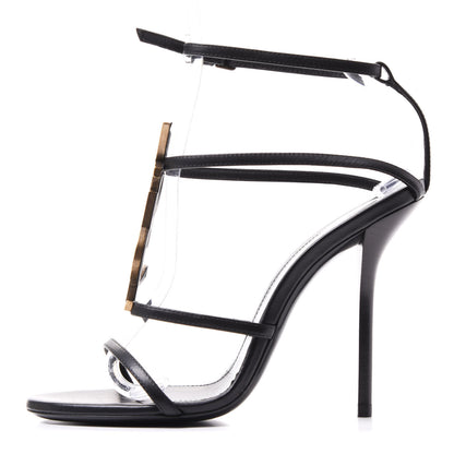 Saint Laurent Calfskin Cassandra 110 Sandals 37 Black 1 of 9
