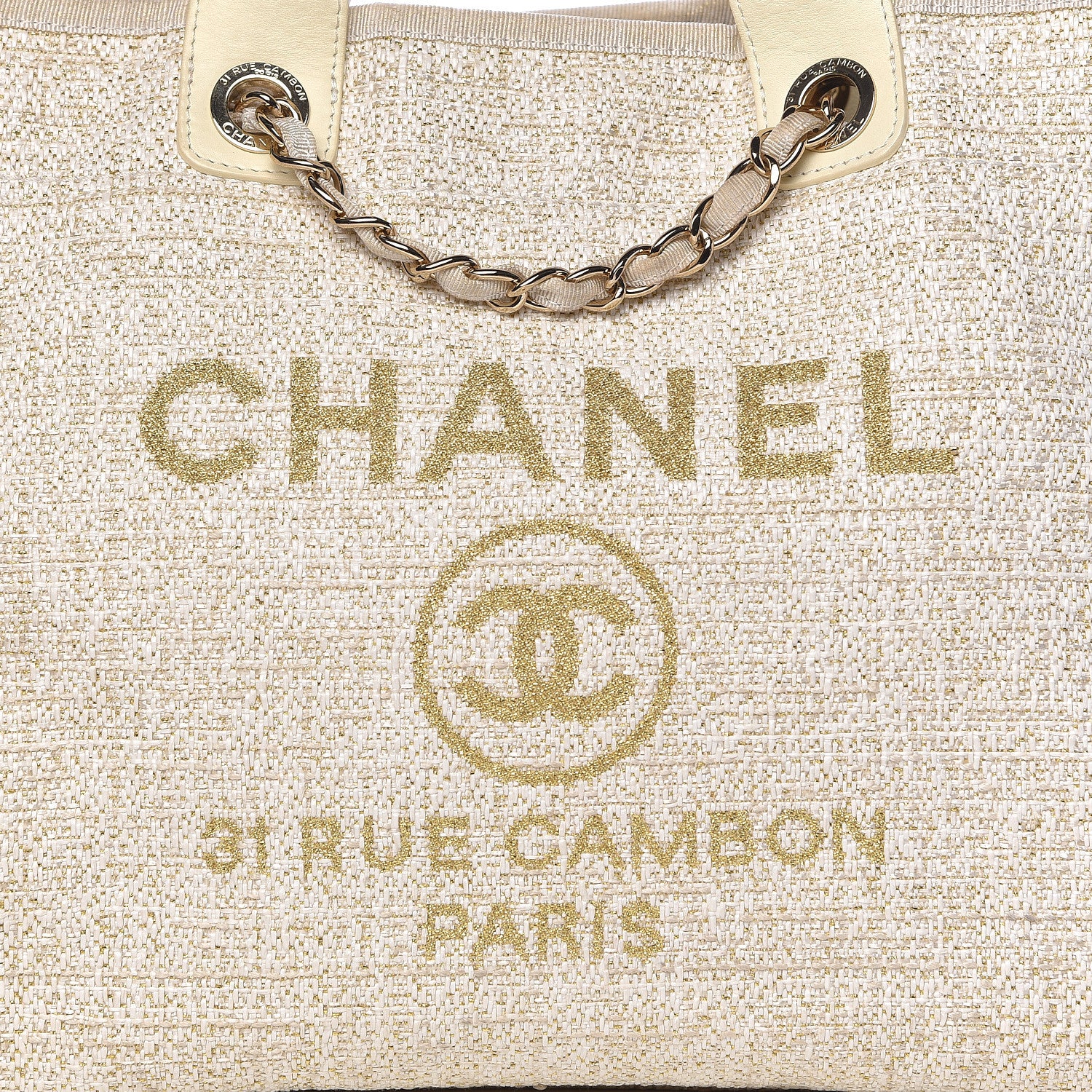 Chanel Canvas Large Deauville Tote Light Beige 17 of 17