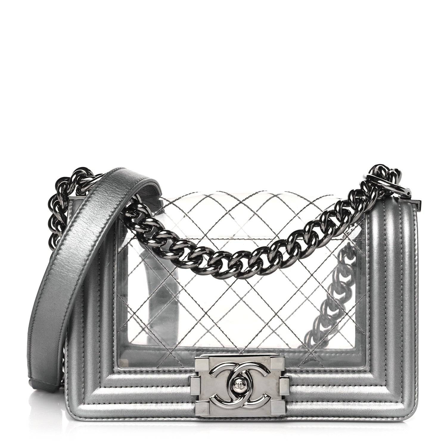 Chanel Metallic Lambskin PVC Quilted Small Boy Flap Silver 1 of 10