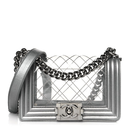 Chanel Metallic Lambskin PVC Quilted Small Boy Flap Silver 1 of 10