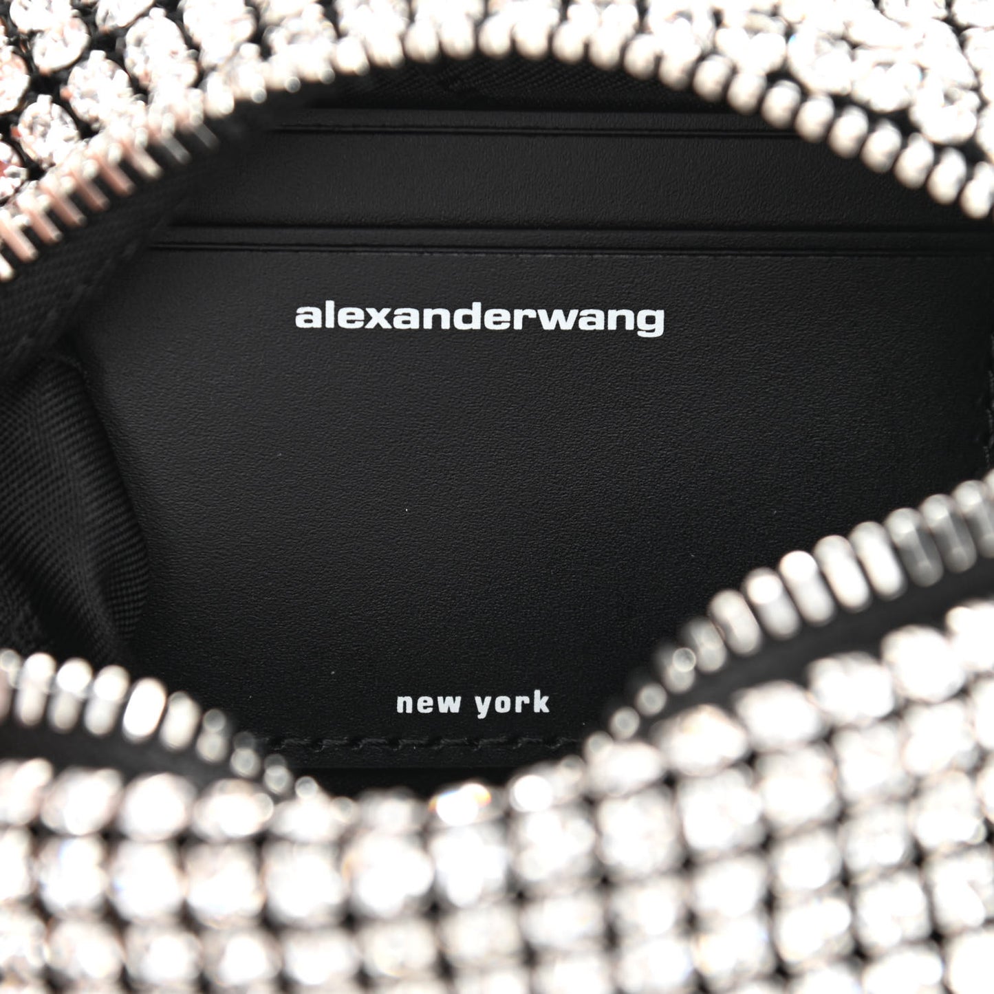 Mesh Crystal Rhinestone Mini Heiress Pouch Black Silver