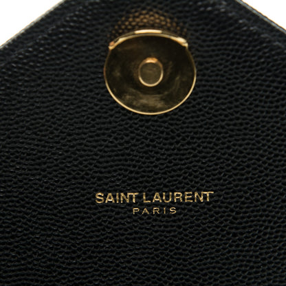 Saint Laurent Grain De Poudre Matelasse Chevron Large Monogram Satchel Black 6 of 8