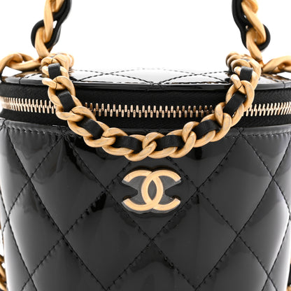 Chanel Patent Quilted Afternoon Tea Top Handle Vanity Case With Chain Black 9 of 11
