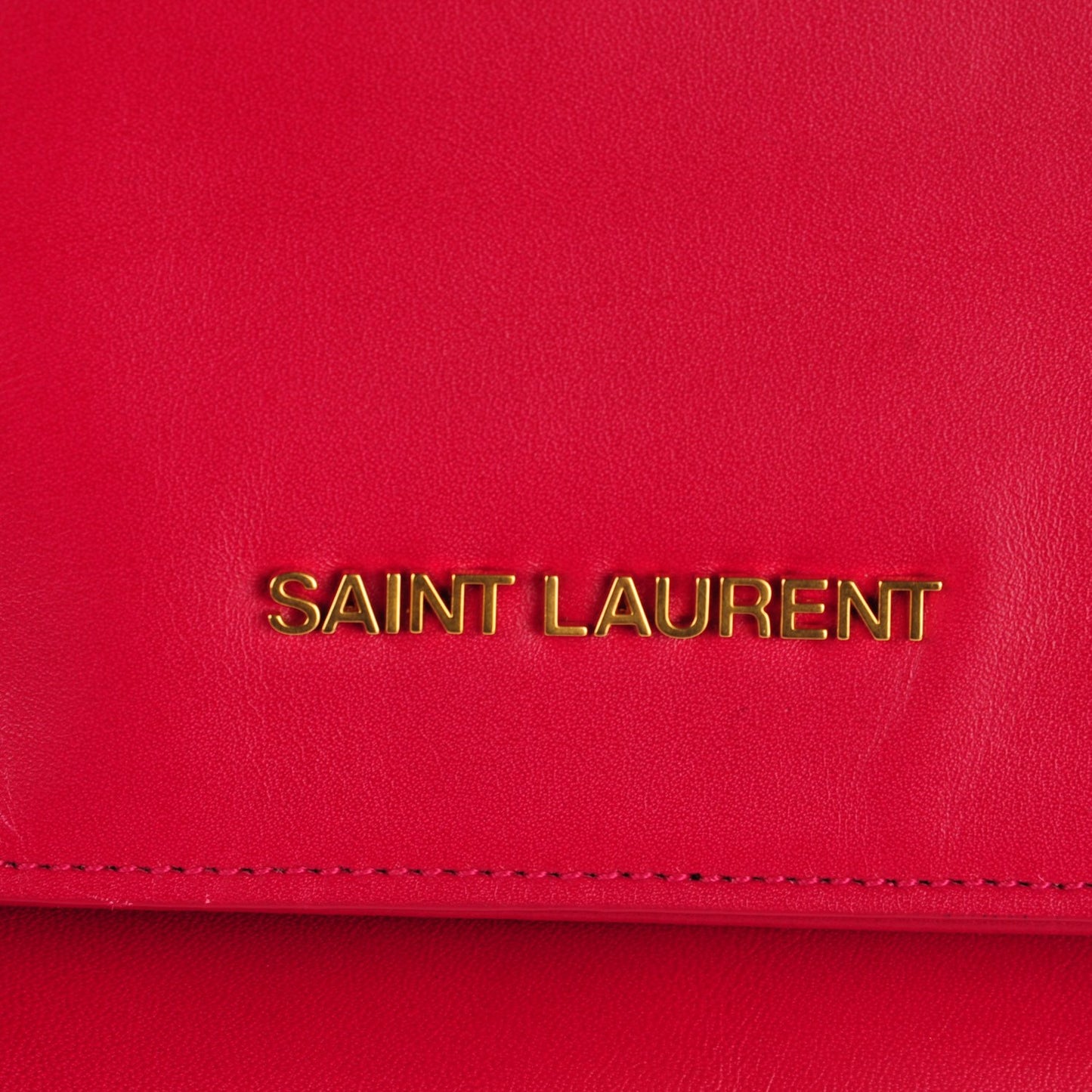Smooth Calfskin Letters Fold-Over Clutch Fuchsia