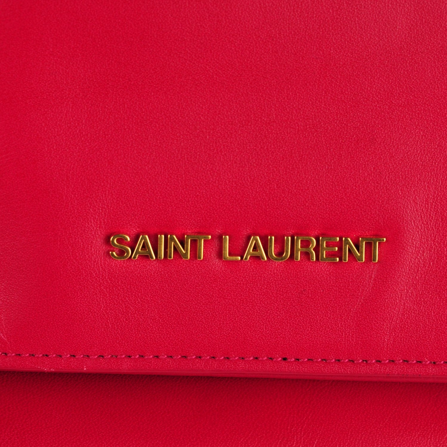 Saint Laurent Smooth Calfskin Letters Fold-Over Clutch Fuchsia 5 of 8