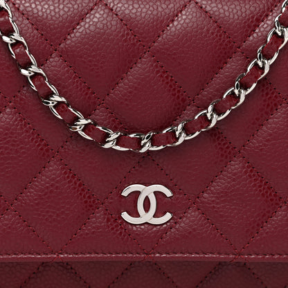 Chanel Caviar Quilted Wallet on Chain WOC Burgundy 11 of 12