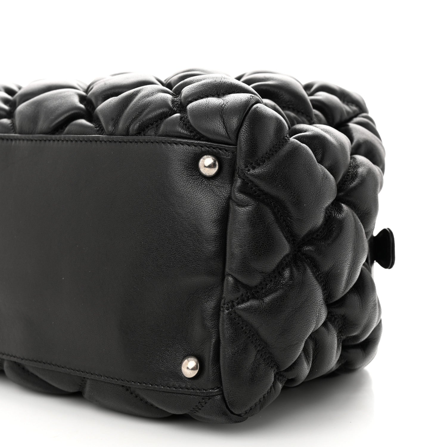 Chanel Calfskin Bubble Quilt Bowler Black 10 of 10